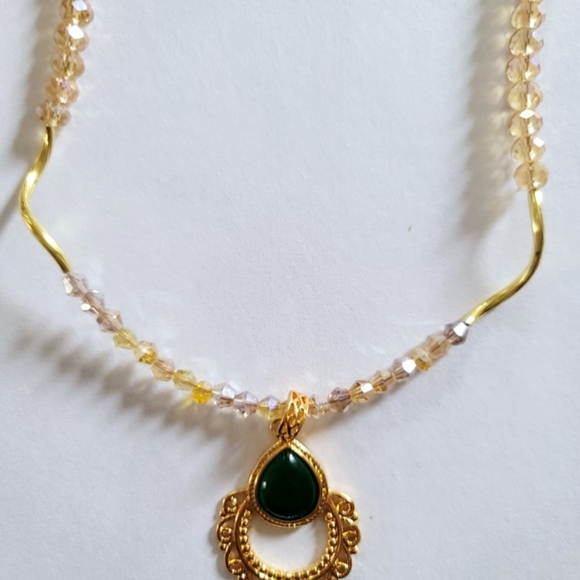 DOORKNOCKER PENDANT CHAMPAGNE  SWAROVSKI  CRYSTAL NECKLACE  ORIGINAL DESIGN - Picture 3 of 3